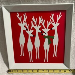 Crate&Barrel Reindeer serving plate 12x12
